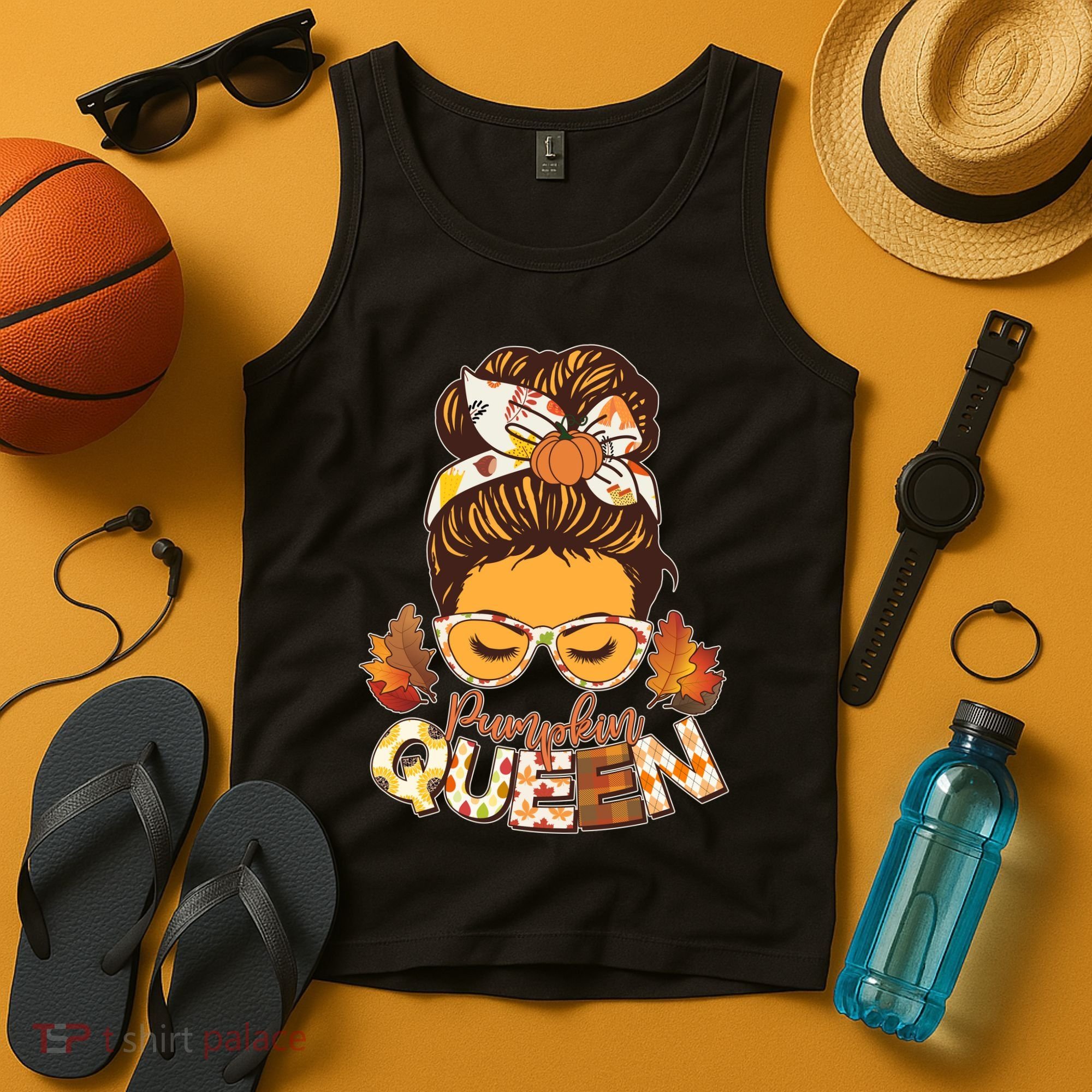 Cute Autumn Fall Pumpkin Queen Tank Top