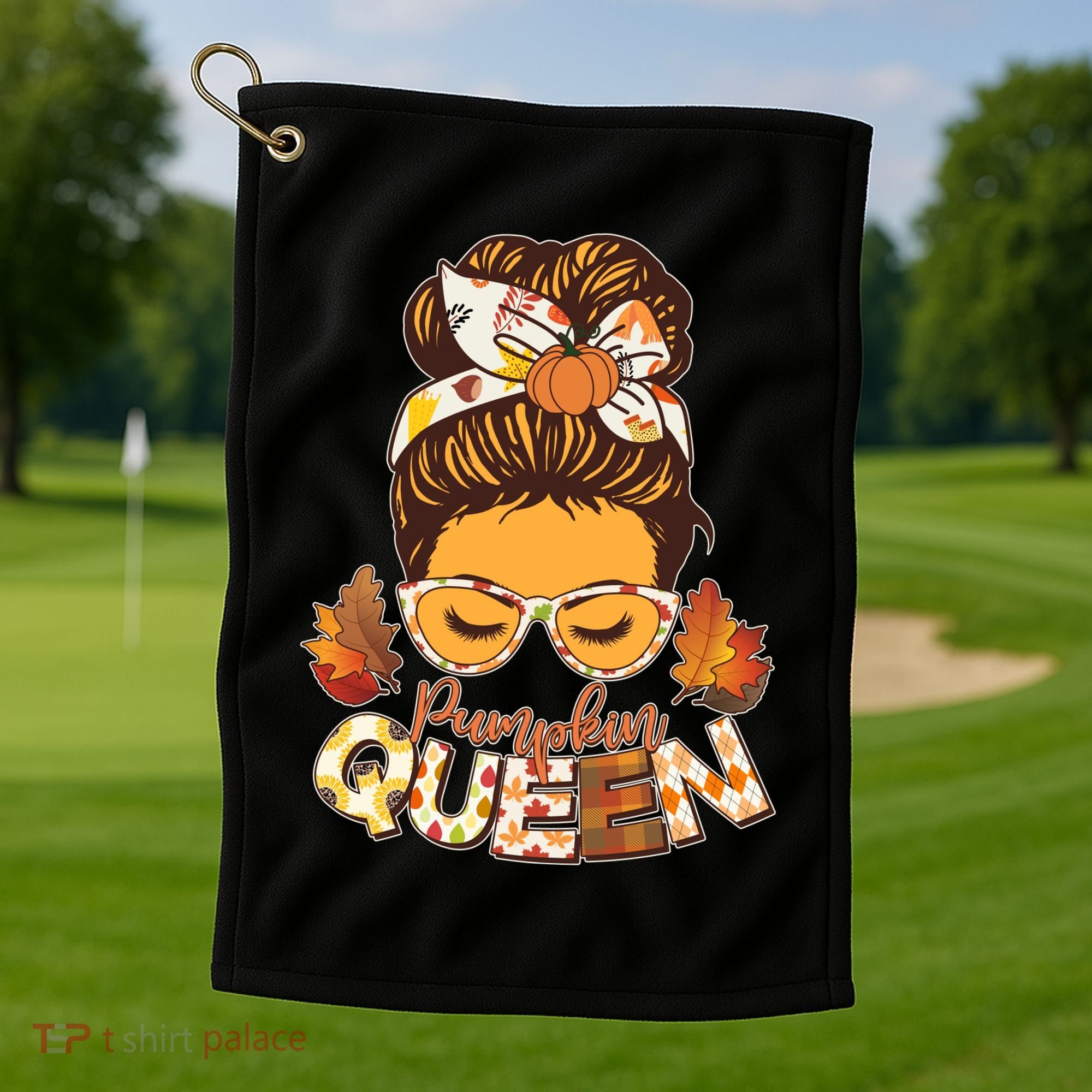Cute Autumn Fall Pumpkin Queen Golf Towel
