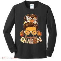 Cute Autumn Fall Pumpkin Queen Kids Long Sleeve Shirt thumb 0