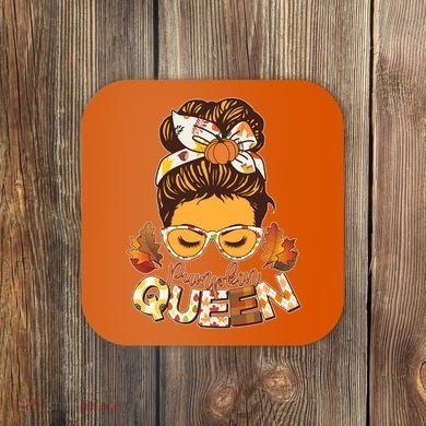 Cute Autumn Fall Pumpkin Queen Coaster