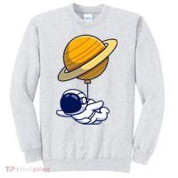 Cute Astronaut Floating On With Saturn Balloon Sweatshirt thumb 0