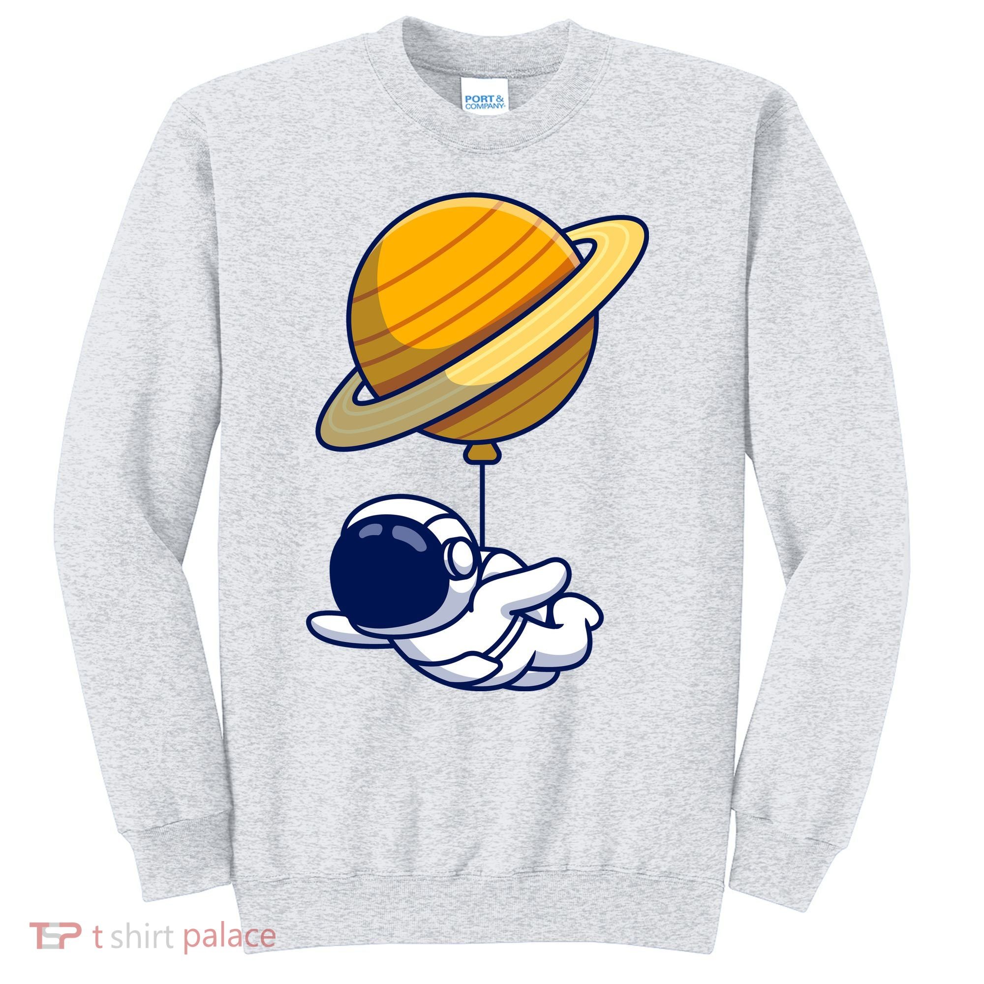 Cute Astronaut Floating On With Saturn Balloon Sweatshirt