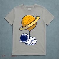 Cute Astronaut Floating On With Saturn Balloon T-Shirt thumb 5