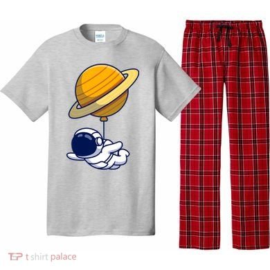 Cute Astronaut Floating On With Saturn Balloon Pajama Set