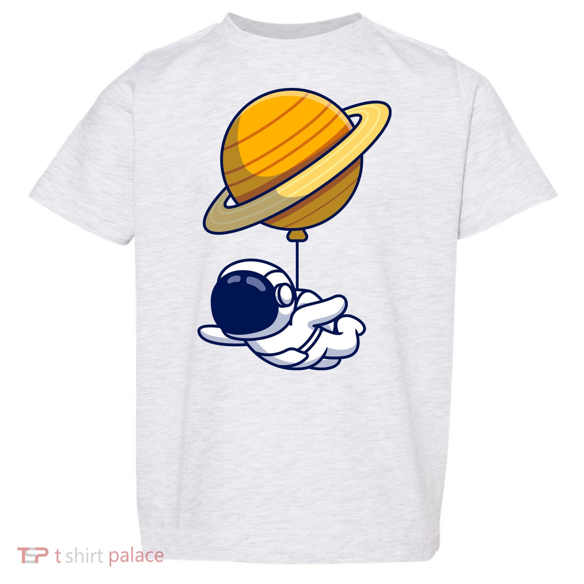 Cute Astronaut Floating On With Saturn Balloon Toddler T-Shirt