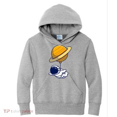 Cute Astronaut Floating On With Saturn Balloon Kids Hoodie