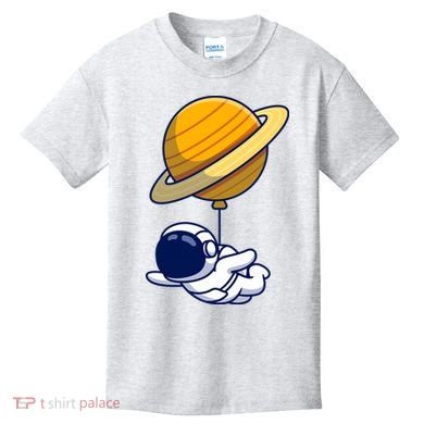 Cute Astronaut Floating On With Saturn Balloon Kids T-Shirt