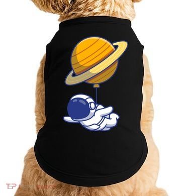 Cute Astronaut Floating On With Saturn Balloon Doggie Tank