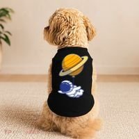 Cute Astronaut Floating On With Saturn Balloon Doggie Tank thumb 2