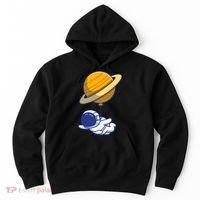 Cute Astronaut Floating On With Saturn Balloon Hoodie thumb 0
