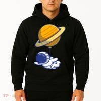 Cute Astronaut Floating On With Saturn Balloon Hoodie thumb 2