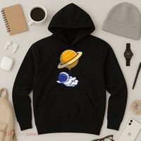 Cute Astronaut Floating On With Saturn Balloon Hoodie thumb 3
