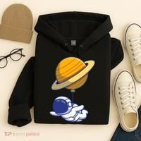Cute Astronaut Floating On With Saturn Balloon Hoodie thumb 4