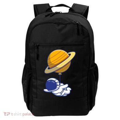 Cute Astronaut Floating On With Saturn Balloon Backpack