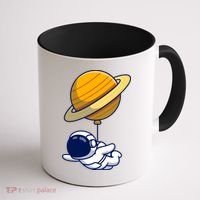 Cute Astronaut Floating On With Saturn Balloon Coffee Mug thumb 1