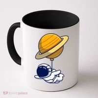 Cute Astronaut Floating On With Saturn Balloon Coffee Mug thumb 0