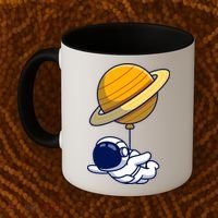 Cute Astronaut Floating On With Saturn Balloon Coffee Mug thumb 2