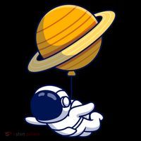 Cute Astronaut Floating On With Saturn Balloon Coffee Mug thumb 5