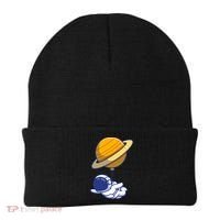 Cute Astronaut Floating On With Saturn Balloon Beanie thumb 0