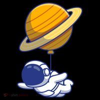 Cute Astronaut Floating On With Saturn Balloon Coaster thumb 2