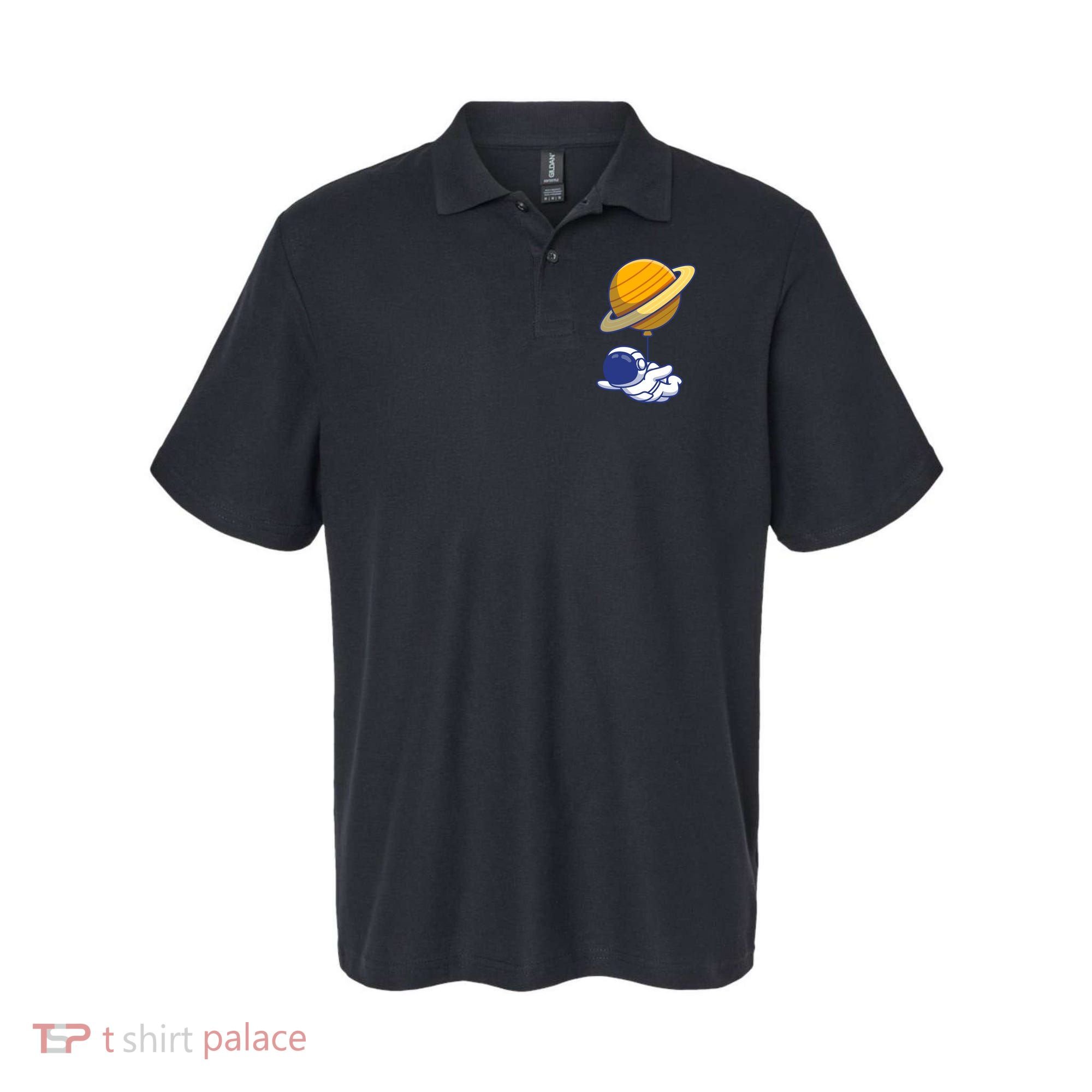 Cute Astronaut Floating On With Saturn Balloon Polo