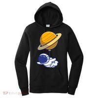 Cute Astronaut Floating On With Saturn Balloon Women's Hoodie thumb 0