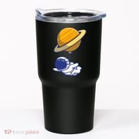 Cute Astronaut Floating On With Saturn Balloon Tumbler thumb 0
