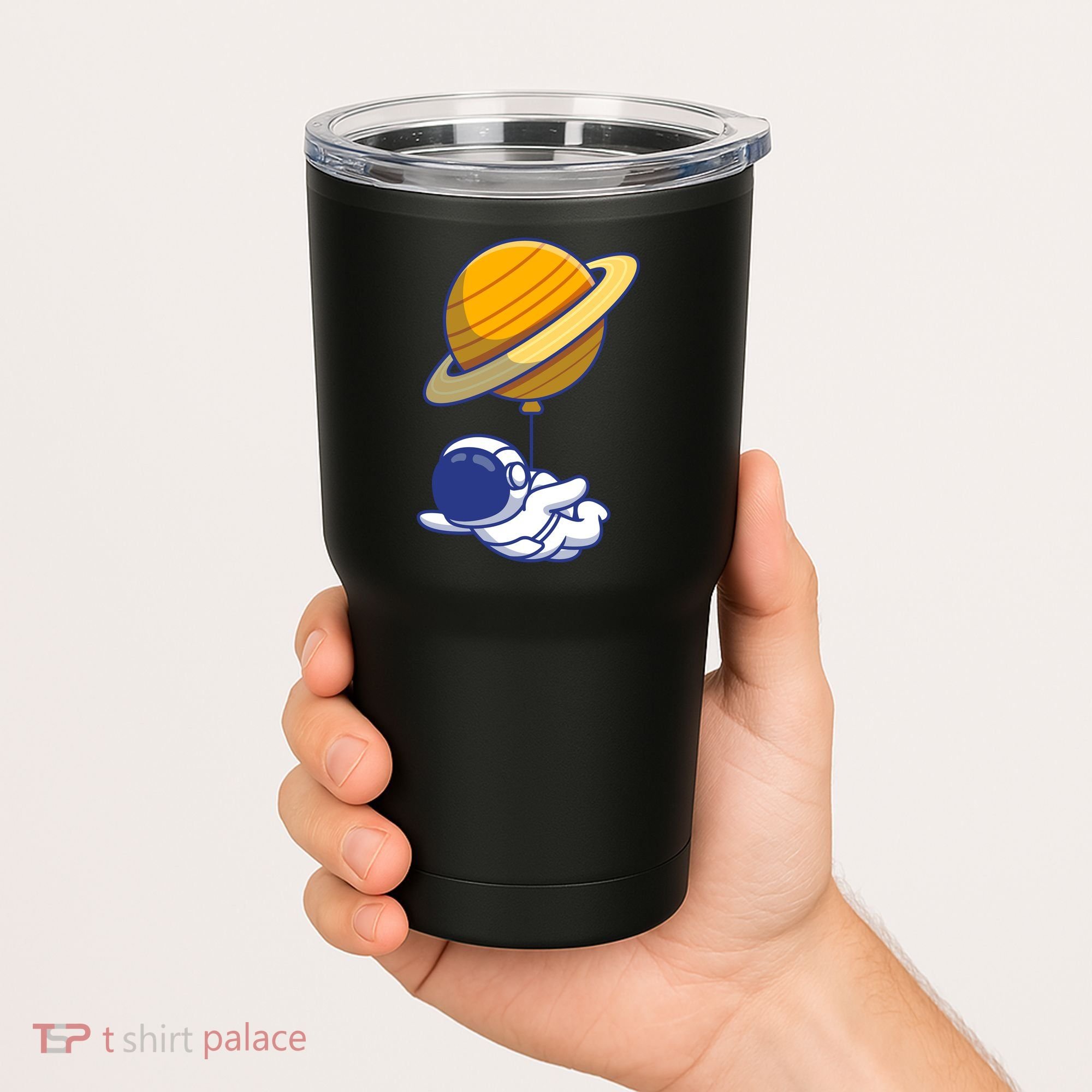 Cute Astronaut Floating On With Saturn Balloon Tumbler