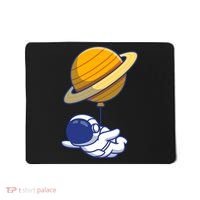 Cute Astronaut Floating On With Saturn Balloon Mousepad thumb 0