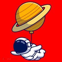 Cute Astronaut Floating On With Saturn Balloon Santa Hat thumb 1