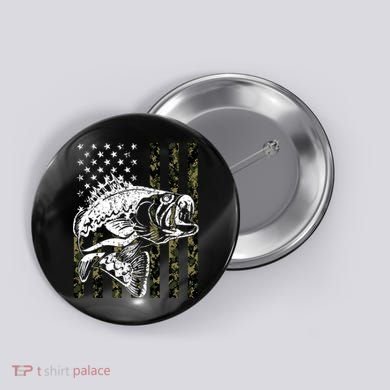 Camouflage American Flag Fisherman Button