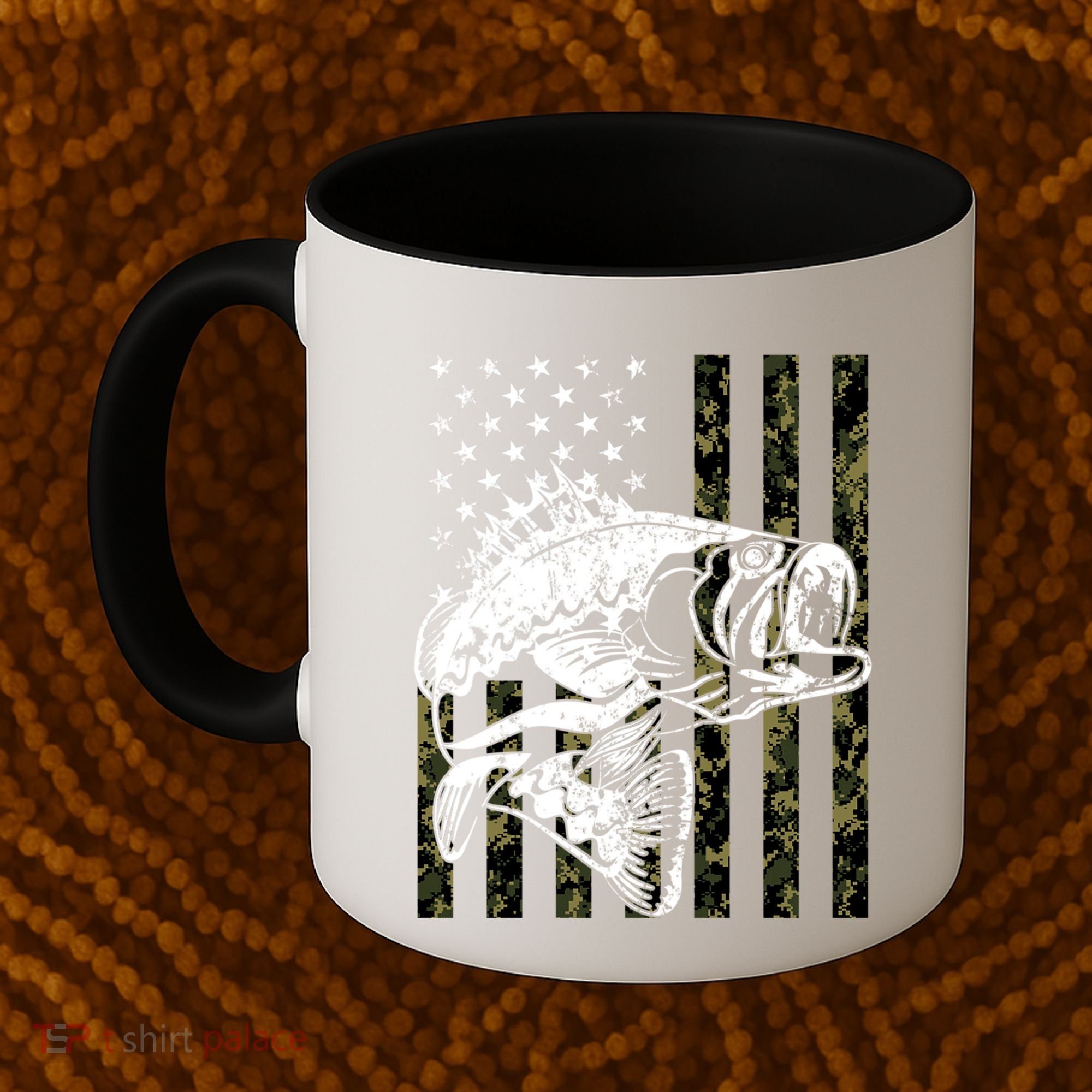Camouflage American Flag Fisherman Coffee Mug