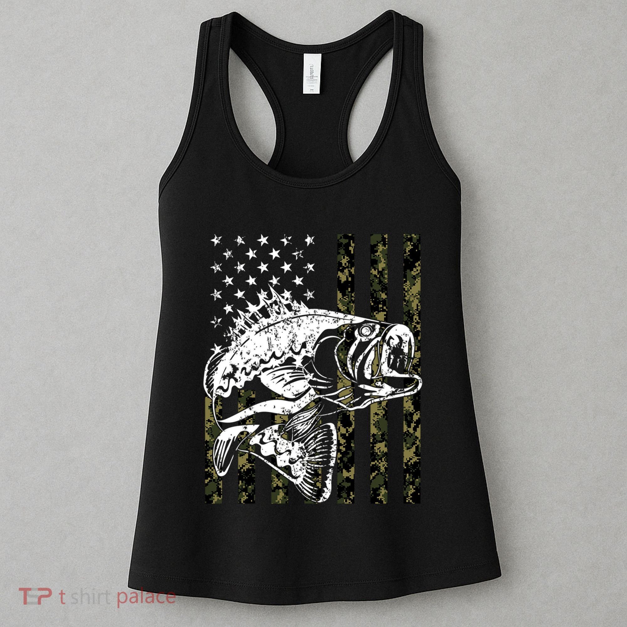Camouflage American Flag Fisherman Women's Tank Top