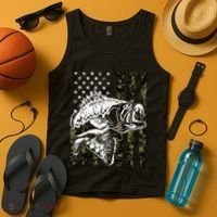 Camouflage American Flag Fisherman Tank Top thumb 4