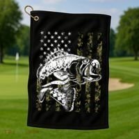 Camouflage American Flag Fisherman Golf Towel thumb 1