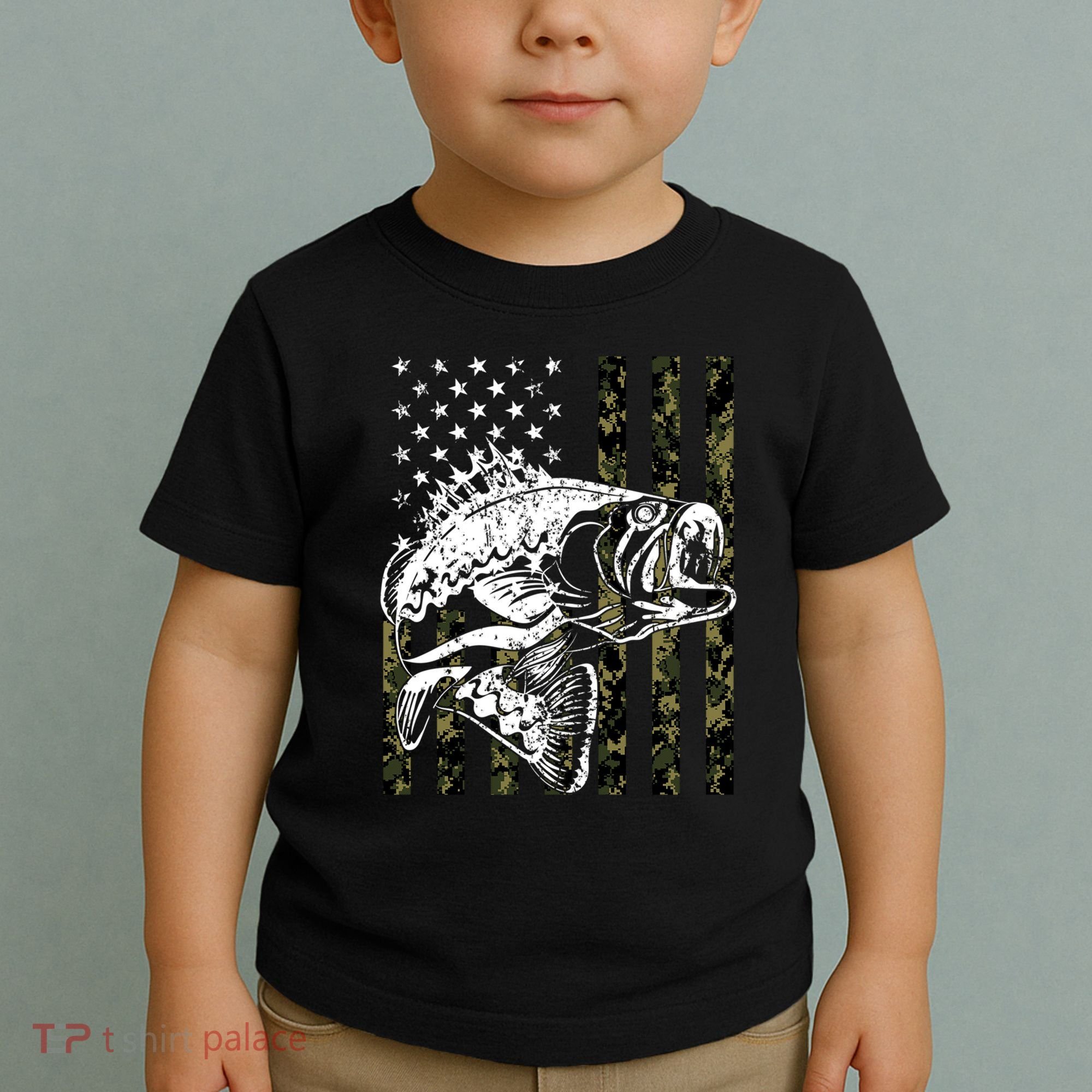 Camouflage American Flag Fisherman Toddler T-Shirt