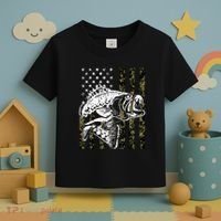 Camouflage American Flag Fisherman Toddler T-Shirt thumb 3