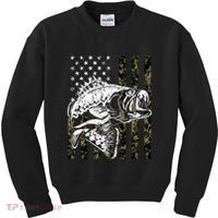 Camouflage American Flag Fisherman Kids Sweatshirt thumb 0