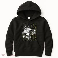 Camouflage American Flag Fisherman Kids Hoodie thumb 0