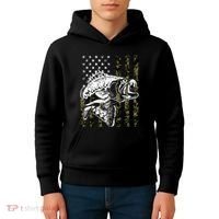 Camouflage American Flag Fisherman Kids Hoodie thumb 4