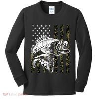 Camouflage American Flag Fisherman Kids Long Sleeve Shirt thumb 0