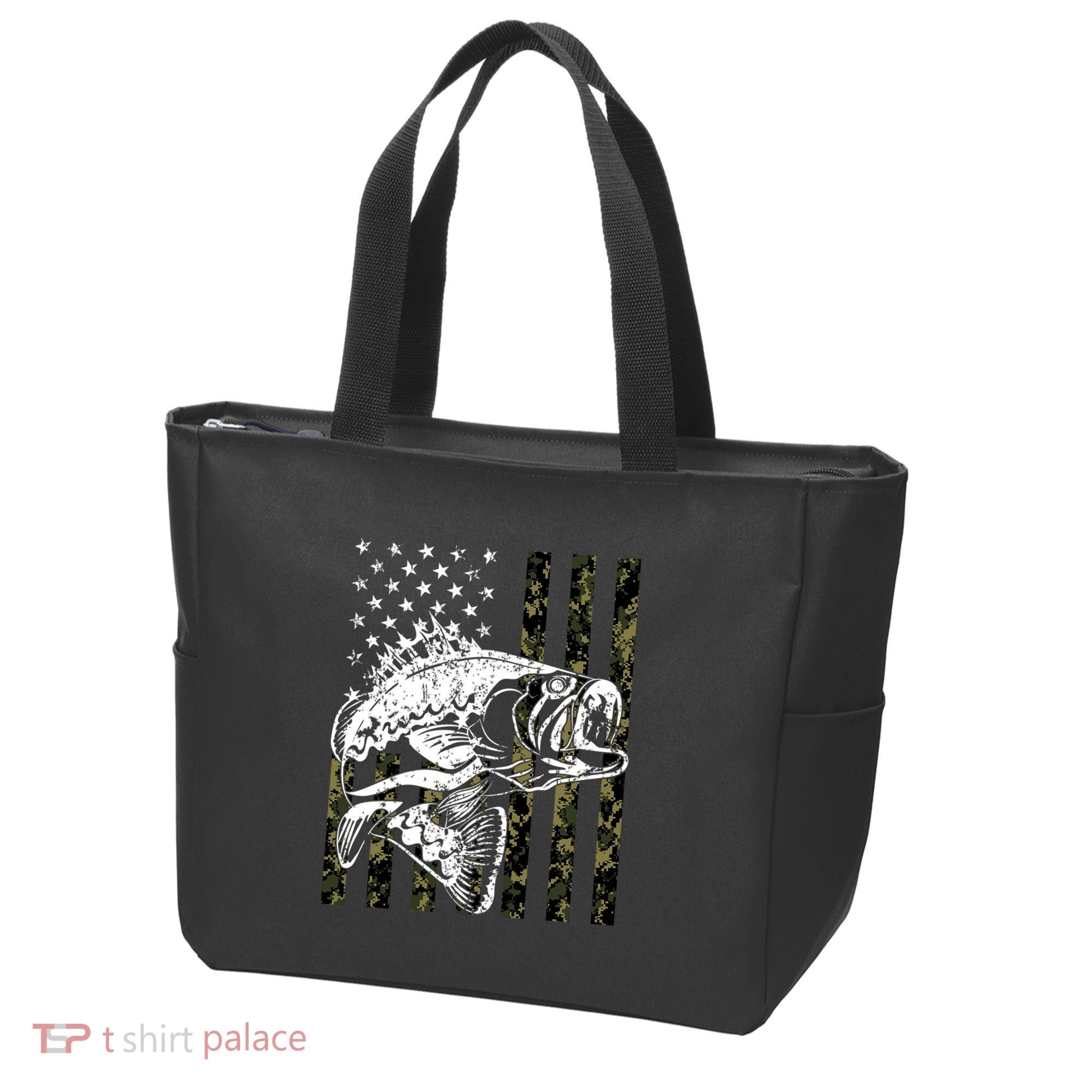 Camouflage American Flag Fisherman Tote Bag