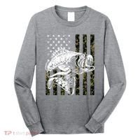 Camouflage American Flag Fisherman Long Sleeve Shirt thumb 0