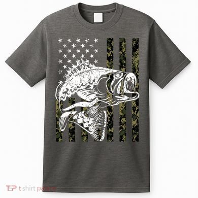 Camouflage American Flag Fisherman T-Shirt