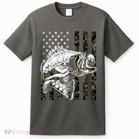 Camouflage American Flag Fisherman T-Shirt thumb 0