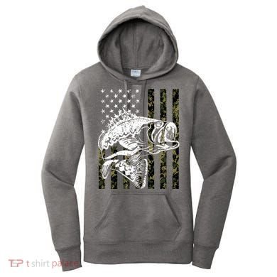 Camouflage American Flag Fisherman Women's Hoodie