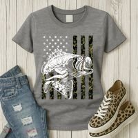 Camouflage American Flag Fisherman Women's T-Shirt thumb 3