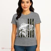 Camouflage American Flag Fisherman Women's T-Shirt thumb 4