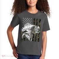 Camouflage American Flag Fisherman Kids T-Shirt thumb 2