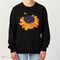 Cute Autumn Fall Sleeping Black Kitty Leaves Women's Sweatshirt thumb 0